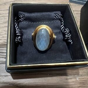 Julie Vos Gold Ring with Iridescent Clear Crystal